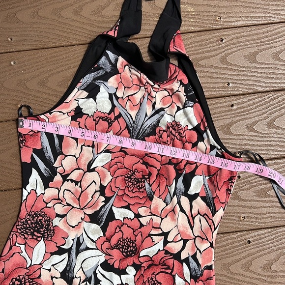 White House Black Market high neck sleeveless bold floral stretch dress SZ S - Picture 6 of 11